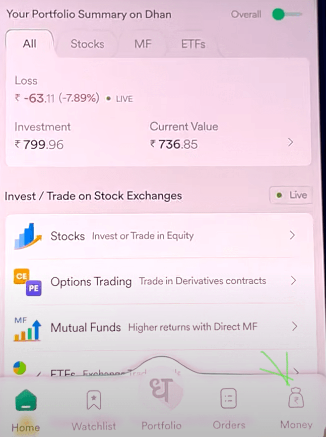 dhani app money withrawal process